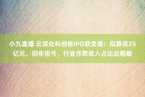 小九直播 云深处科创板IPO获受理:拟募资25亿元,旧年扭亏,行业诈欺收入占比近粗略