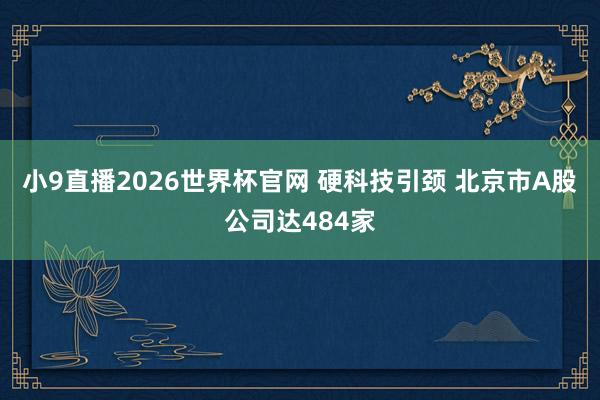 小9直播2026世界杯官网 硬科技引颈 北京市A股公司达484家