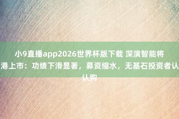 小9直播app2026世界杯版下载 深演智能将在港上市:功绩下滑显著,募资缩水,无基石投资者认购