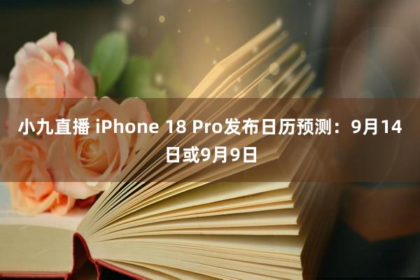 小九直播 iPhone 18 Pro发布日历预测:9月14日或9月9日