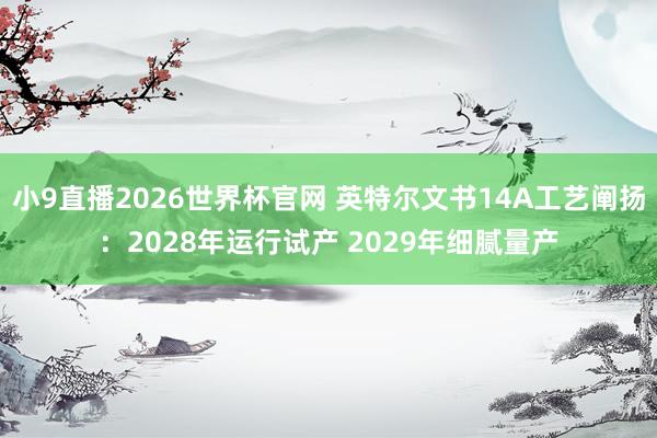 小9直播2026世界杯官网 英特尔文书14A工艺阐扬:2028年运行试产 2029年细腻量产