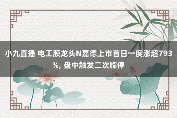 小九直播 电工膜龙头N嘉德上市首日一度涨超793%, 盘中触发二次临停