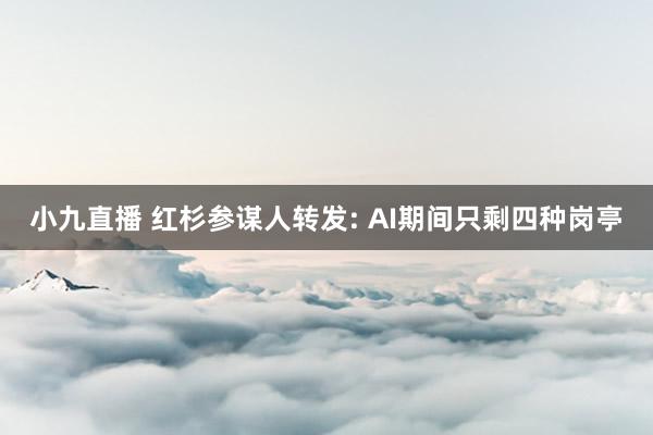 小九直播 红杉参谋人转发: AI期间只剩四种岗亭