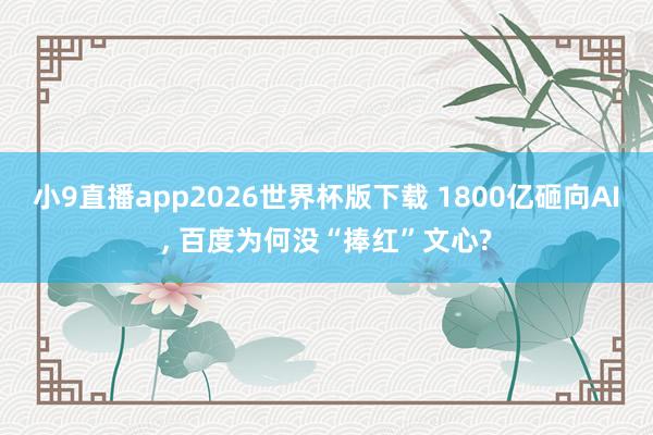 小9直播app2026世界杯版下载 1800亿砸向AI, 百度为何没“捧红”文心?