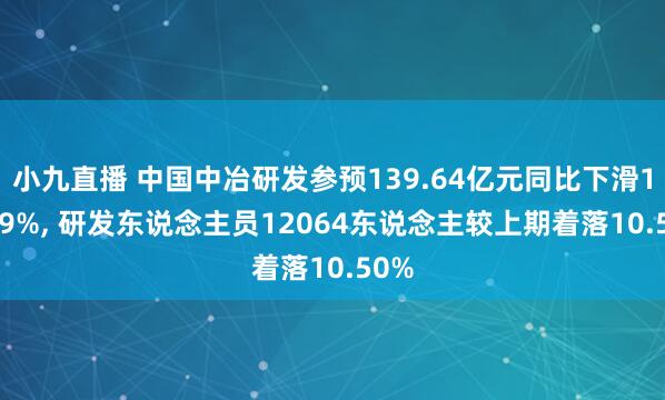 小九直播 中国中冶研发参预139.64亿元同比下滑14.89%, 研发东说念主员12064东说念主较上期着落10.50%