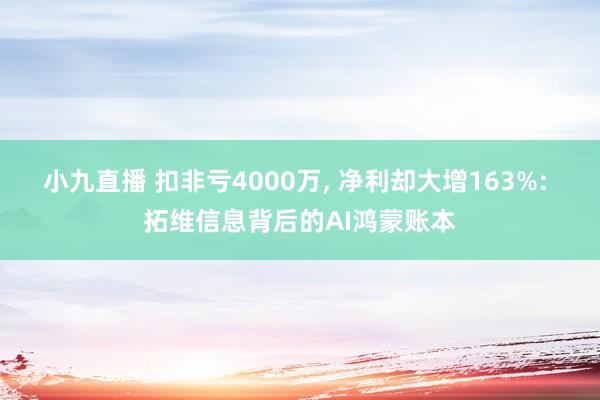 小九直播 扣非亏4000万, 净利却大增163%: 拓维信息背后的AI鸿蒙账本