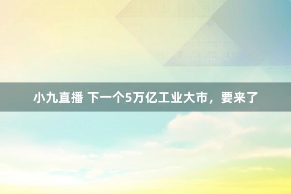 小九直播 下一个5万亿工业大市,要来了
