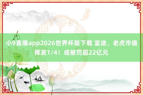 小9直播app2026世界杯版下载 富途、老虎市值挥发1/4!或被罚超22亿元