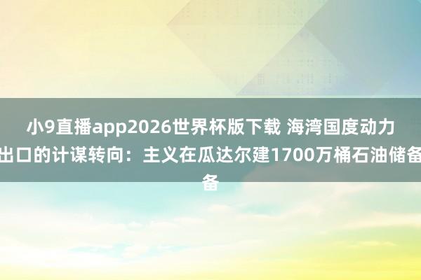 小9直播app2026世界杯版下载 海湾国度动力出口的计谋转向：主义在瓜达尔建1700万桶石油储备