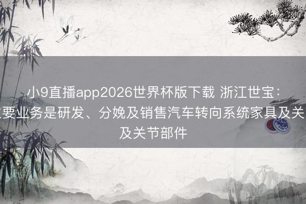 小9直播app2026世界杯版下载 浙江世宝：公司主要业务是研发、分娩及销售汽车转向系统家具及关节部件