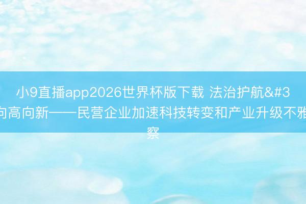 小9直播app2026世界杯版下载 法治护航 向高向新——民营企业加速科技转变和产业升级不雅察